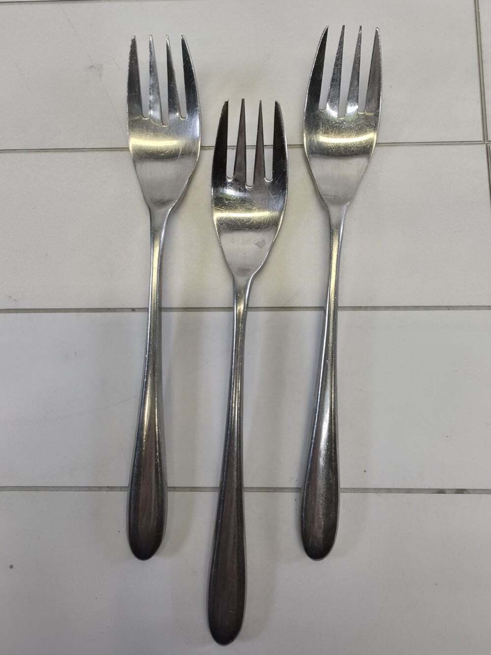 3 Salad Forks Washington Forge TEARDROP Stainless Korea 6 3/8"